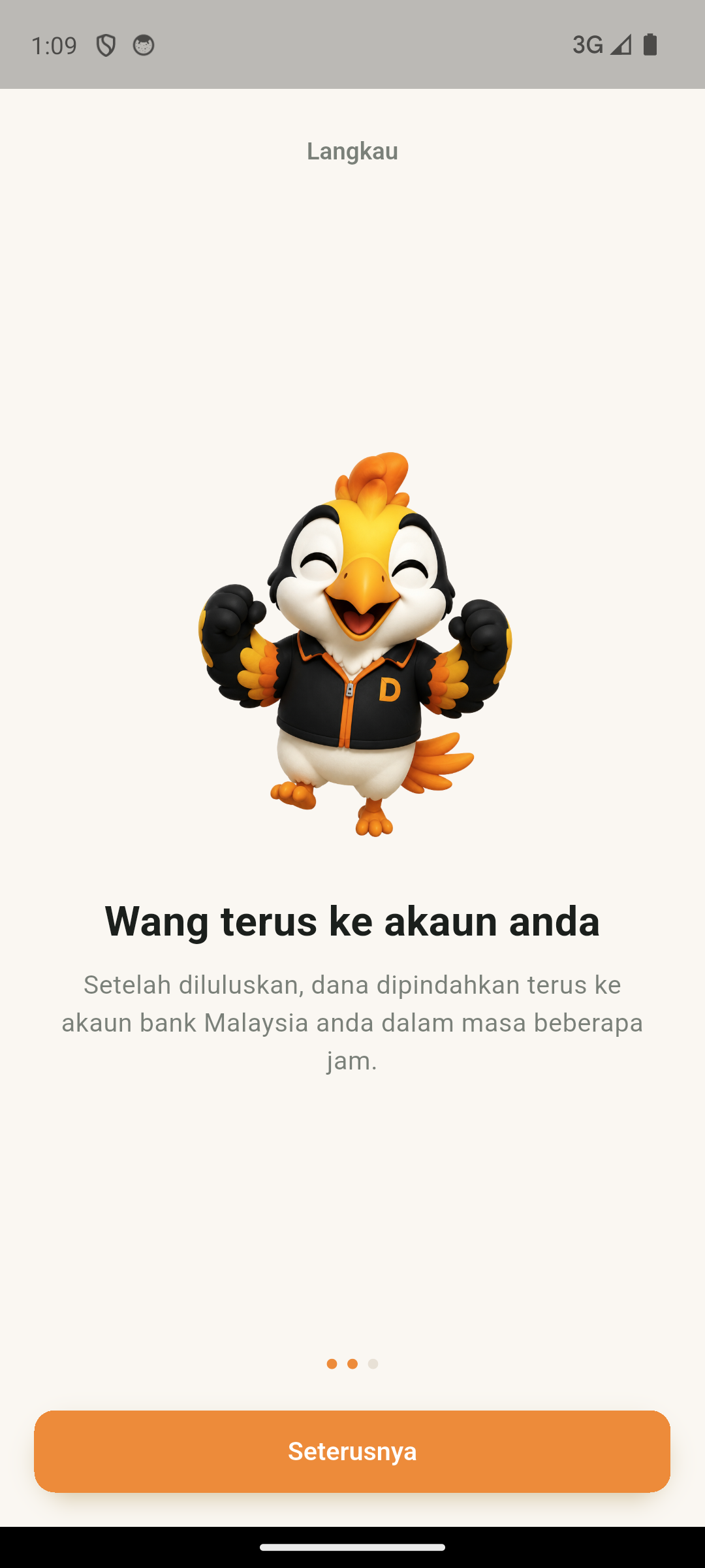 Skrin DanaLaju — Wang terus ke akaun anda